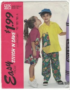 McCall's Stitch 'N Save 5925 Children’s Camp Shirt Baggy Shorts & Pants Pattern - Picture 1 of 2