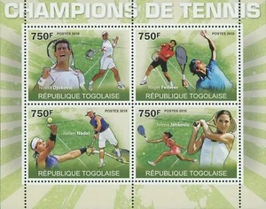 Tennis Stamp Novak Djokovic Roger Federer Rafael Nadal Jankovic S/S MNH - Picture 1 of 12