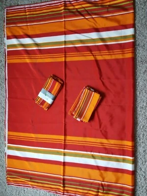 JCP 60X84 Fabric Tablecloth Spillproof Treated Polyester Red/Orange/White/Green - Image 1 of 4