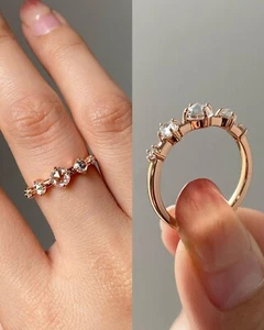 1 Ct Round Cut Certified Lab Grown Diamond Five Stone Women's Ring 14k Rose Gold - Picture 1 of 24