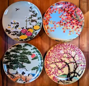 4 Franklin Mint Plates Series 12 Months of Flowers & Birds in the Orient - Japan - Picture 1 of 21