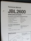 JBL 2600 Głośniki Instrukcja serwisowa Oryginalne specyfikacje Schematic