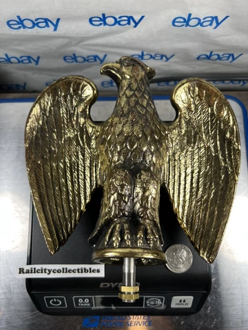 Vintage Eagle Finial Flag Pole Topper Gilt Solid Brass - Architectural Cover