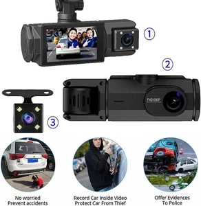 3 Dashcams Vehículos, Dashcam para Coches con Control de Aplicación Wi-Fi, Dashcams DHL - Imagen 1 de 18
