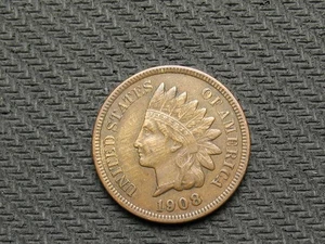 💰COIN SALE!💰 XF 1908 INDIAN HEAD CENT PENNY w/ DIAMONDS & FULL LIBERTY #198us - Picture 1 of 2