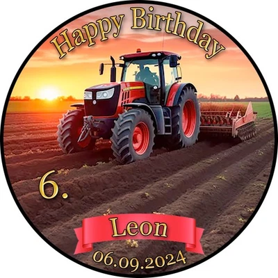 Tortenaufleger Geburtstag Party Fahrzeuge Traktor Trecker FZ12 (Zuckerpapier) - Bild 1 von 4