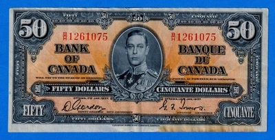 CANADA $50 1937 BC-26b / P-63b King George VI Circulated Note  B/H 1261075 - Image 1 of 3