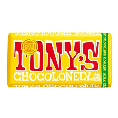 Tony's Chocolonely 32 % chocolate con leche miel almendra turrón barra 6,35 oz (paquete de 1) Foto 1 de 4