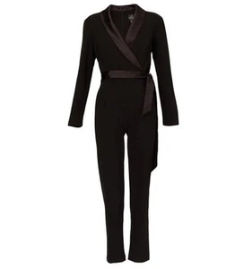 Nuevo Mono Adrianna Papell Esmoquin Crepé Negro Talla 12 - Imagen 1 de 7