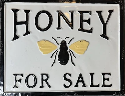 Embossed Distressed Metal Honey for Sale Sign 14 x 18 New - Image 1 of 4