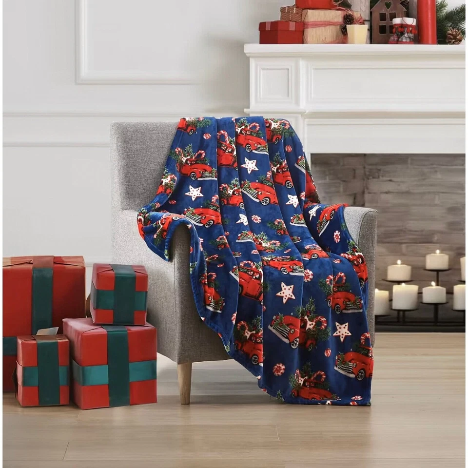 Christmas Holiday Truck Flannel Throw 50" x 60" - Image 1 of 1