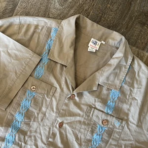 Vintage Ocean Pacific OP Hemd Herren Medium Guayabera Kurzarm bestickt - Bild 1 von 8
