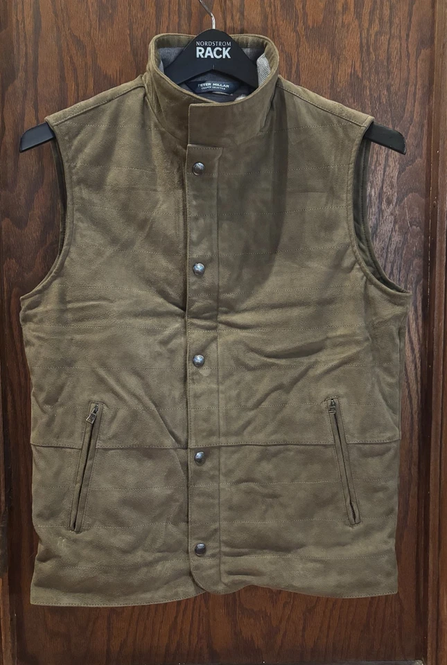 Peter Millar Crown Crafted S Vantage Suede Leather Vest Loden NWT $1495 - Image 1 of 4