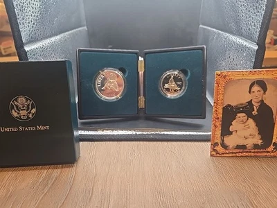 1995-S Civil War Battlefields Proof Silver Dollar & Half 2 Coin Set Book Case - Image 1 of 4