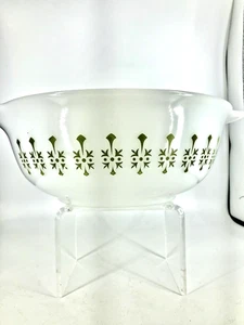 Mid-Century Modern Atomic White & Avocado Green Kitchen Mixing Bowl ~ 13 inches - Picture 1 of 4