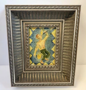 PIKE POWERS Oil On Canvas Art FLAME THROWER 1994 Signed Frame 4-7/8 X 5-13/16 - Picture 1 of 19