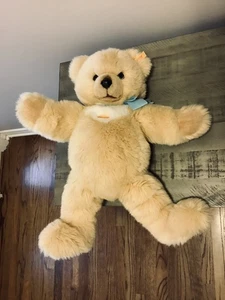 Vintage Steiff  German Molly Teddy Bear w Blue Ribbon 55 cm Big Plush 0321/55 - Picture 1 of 8