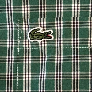 Lacoste Men's Med. Long Sleeve Button Down Shirt Green Plaid Alligator Untucked - Picture 1 of 9