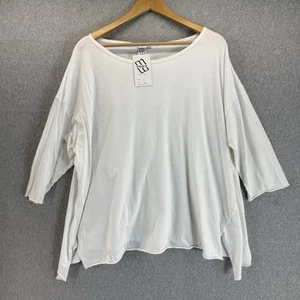 M Square Womens One Size OS White Boatneck Blouse 3/4 Sleeve Cotton Shirt NWT - Picture 1 of 11