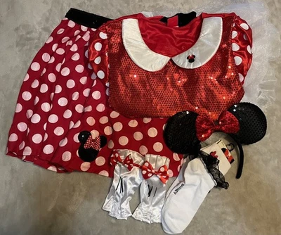 Disney Minnie Mouse 5 Piece Adult Costume:Top, Skirt, Socks, Gloves & Ears - Image 1 of 4