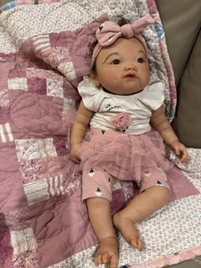Reborn Ping weighted beautiful doll, 22”, wears 3 mos clothing - Picture 1 of 7