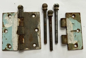 Lotto di antiche cerniere per porte e spille a sfera di cannone - Foto 1 di 3