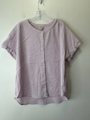 LL Bean Top Mujer’s XL Abotonado Rosa Geométrico Dolman Plisado Cuadrado Manga Gorra Foto 1 de 4