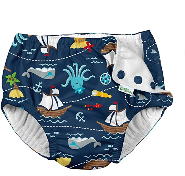 Traje de baño absorbente reutilizable Iplay Baby Snap pañal barco pirata azul talla 6M 4014 Foto 1 de 1