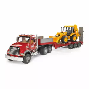 Bruder Veicoli da Costruzione MACK Camion in Granito Caricatore Basso con Schienale JCB 4CX... - Foto 1 di 4