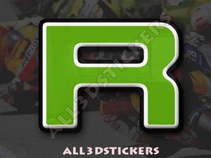 Autocollant Résine Lettre R 3D Couleur Vert Taille 75mm - Imagen 1 de 1