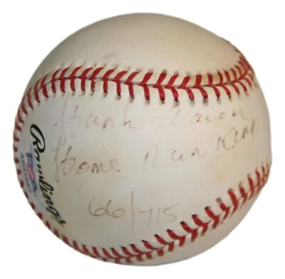 Hank Aaron Autographed "Home Run King" Inscrip 66/715 ONL Baseball PSA/DNA - Image 1 of 4
