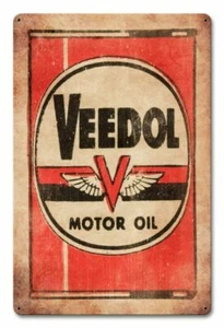 VEEDOL MOTOR OIL FLYING V WINGS 18" HEAVY DUTY USA MADE METAL ADVERTISING SIGN - Picture 1 of 1