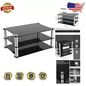 Stylish Mini Audio Component Rack - Black Acrylic 2-Layer Shelf for HiFi Gear - Picture 1 of 8