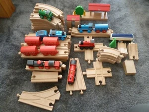 WOODEN TRAIN SET - Complete With Track, Junctions, Trains and Accessories - Picture 1 of 12