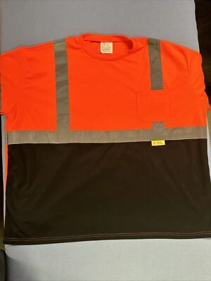 Hi Vis Safety Shirt Type R Class 3 Men’s 4 XL Orange & Black Reflective Stripes - Image 1 of 4