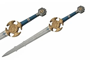 Blue Medieval Templar Training Sword 35.5" Polyurethane With Guard And Pommel - Picture 1 of 3