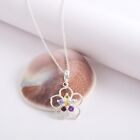 925 Sterling Silver Multi-Color Gemstone Flower Pendant Necklace & 18 In. Chain
