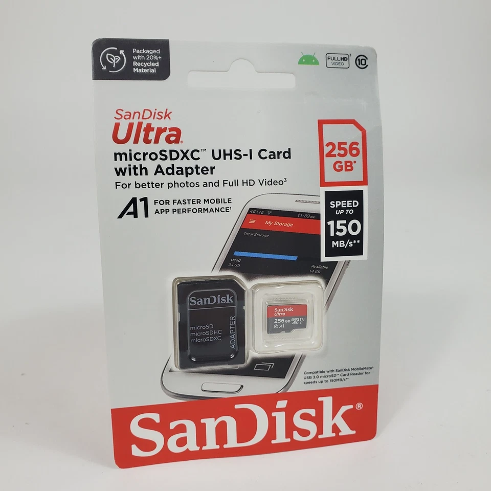 SanDisk 256GB Ultra microSDXC UHS-I Memory Card with Adapter SDSQUAC-256G-GN6MA