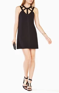 NEW BCBGMAXAZRIA BLACK BITANY CUTOUT SHIFT DRESS YWI67J10/M905A SIZE S - Picture 1 of 4