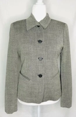 复古尺寸 6 Donna Karan 签名意大利制造粗花呢西装外套 二手状况完好 — 第 1/4 张图片