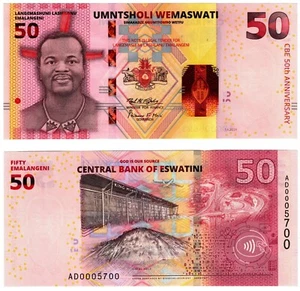 Billete Eswatini Swazilandia 2024 P46 50 Emalangeni UNC conmemorativo 50 aniversario - Imagen 1 de 1