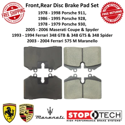Juego de pastillas de freno deportivas delanteras y traseras StopTech con cuña para Ferrari 348 F355 Porsche 911 Foto 1 de 4