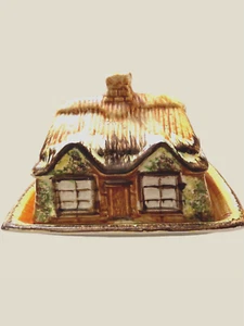 Price Kensington "Ye Olde Cottage" Vtg Cheese Butter Dish Cottage Ware England - Picture 1 of 6