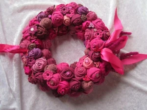 Tür-/Tischkranz, Rosenkranz, Vintage, Landhaus, neu, pink, Handarbeit - Bild 1 von 5