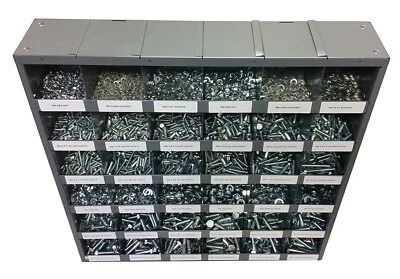 M&M FASTENERS 2,540 pcs Metric Class 8.8 Nut Bolt & Washer Assortment Kit with Metal Bolt Bin
