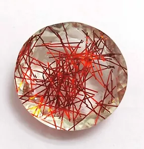 Red-Color Rutilated Quartz Natural Certified 146 Ct Round Cut Loose Gemstone KKK - Picture 1 of 8