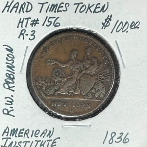 1836 AMERICAN INSTITUTE HT#156 HARD TIMES TOKEN ~SCHÖN AUSSEHENDER TOKEN~ - Bild 1 von 2