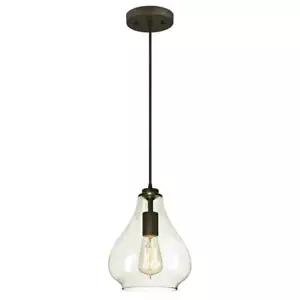 Westinghouse 61026 Oil Rubbed Bronze, Tear Drop Clear Glass 1 Light Mini Pendant - Picture 1 of 5