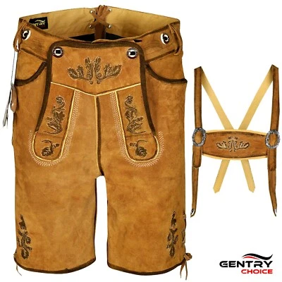 GENTRY CHOICE MenS Oktoberfest Costume Suede Lederhosen Schwann Bavarian Outfit German Shorts