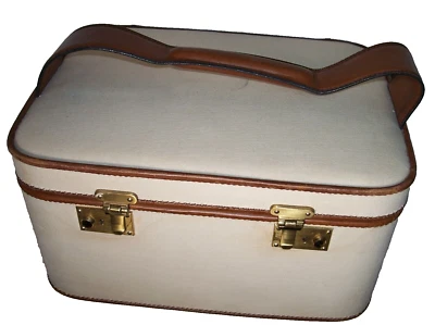 Bolsa de viaje Mark Cross de cuero y lona 14x11x6,5" equipaje Foto 1 de 4